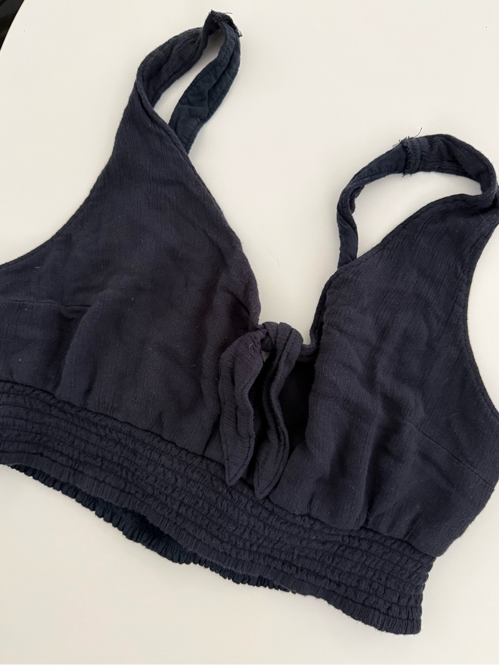 Abercrombie & Fitch Black Tie-Front Crop Top